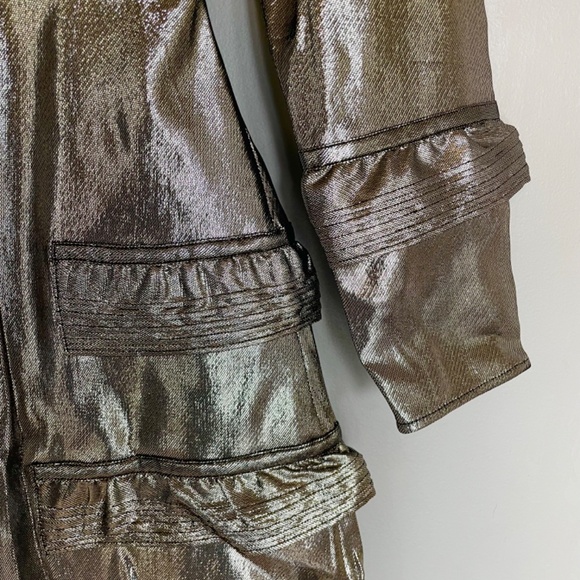 NWT Burberry Long-Sleeve Gold Metallic Ruffle-Trim Dress size US 2 - Picture 16 of 16